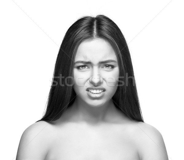 Güzel kafkas kadın öfkeli portre yalıtılmış Stok fotoğraf © restyler