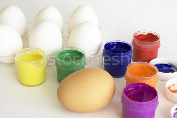 Tojások előkészítés húsvéti tojások húsvét fehér étel Stock fotó © restyler