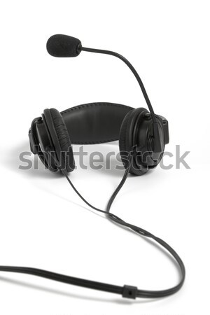 Téléphone portable oreille isolé blanche technologie noir [[stock_photo]] © restyler