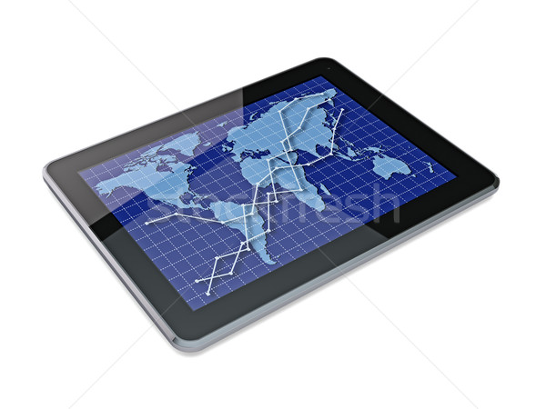 Táblagép grafikon laptop technológia képernyő pénzügy Stock fotó © reticent