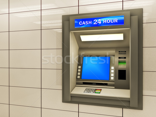 Bankautomata illusztráció pénz gép üzlet fém Stock fotó © reticent