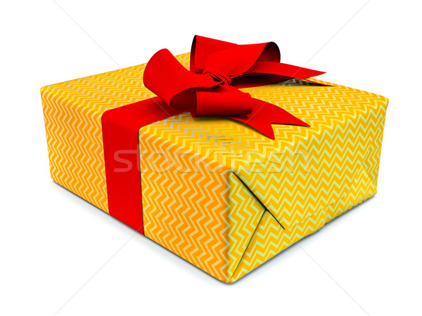 Ajándék doboz vörös szalag fehér doboz piros karácsony Stock fotó © reticent