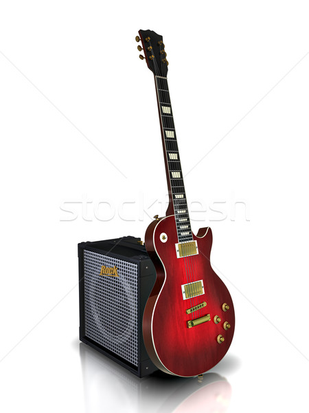 Imagine de stoc: Chitara · electrica · chitară · vorbitor · stâncă · roşu · negru