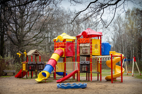 Stockfoto: Speeltuin · verlaten · stad · park · laat · najaar