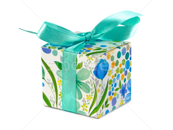 Kicsi ajándék doboz fehér születésnap doboz szalag Stock fotó © reticent