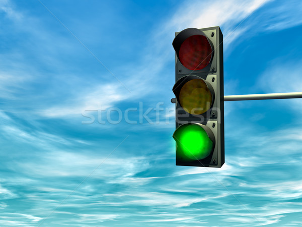 Verde semáforo cidade sinalizar luz assinar Foto stock © reticent