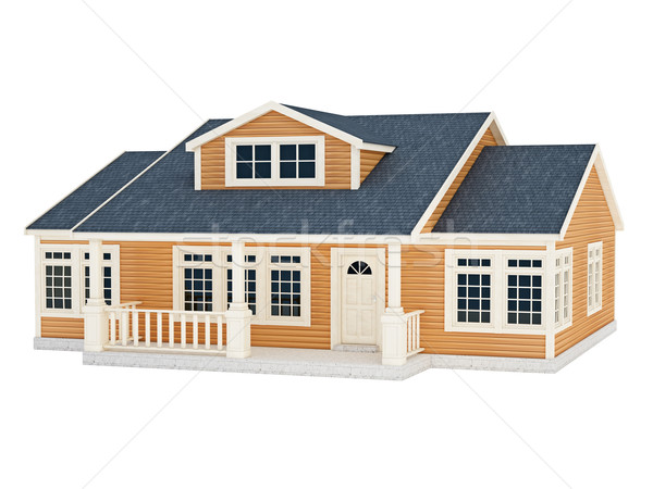 Wenig Haus 3D-Darstellung isoliert weiß Gebäude Stock foto © reticent