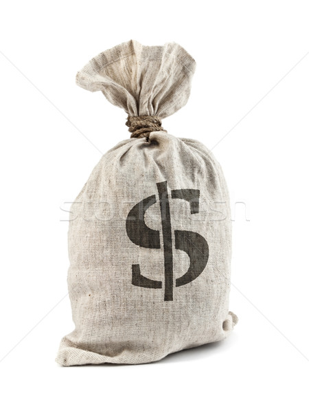 Bani sac dolar simbol izolat alb Imagine de stoc © reticent