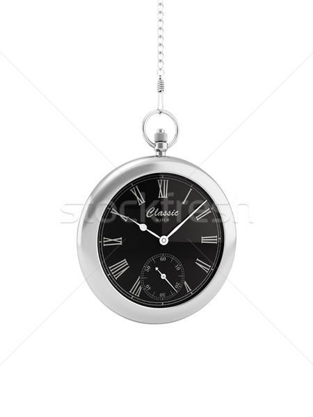Relógio de bolso 3D prata branco mão relógio Foto stock © reticent