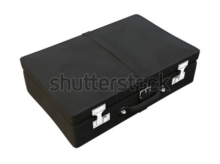 Schwarz Leder Koffer 3D-Darstellung isoliert weiß Stock foto © reticent