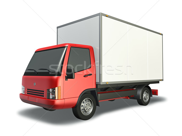 Klein vrachtwagen 3d illustration Rood witte levering Stockfoto © reticent