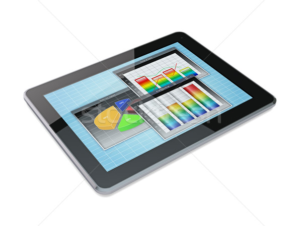 Gráfico de barras laptop tecnologia tela financiar Foto stock © reticent