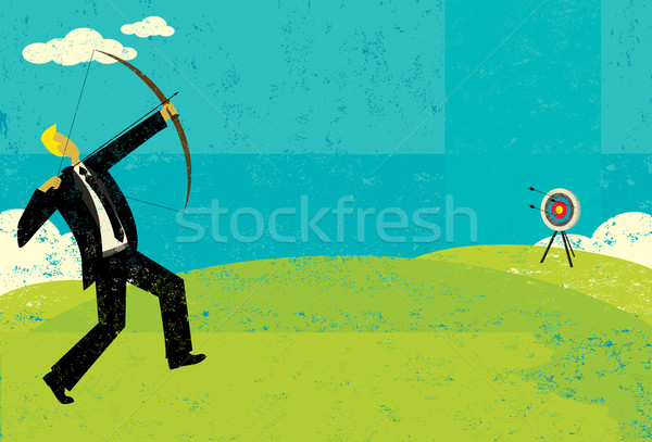 Szem üzletember nyíl gól férfi cél Stock fotó © retrostar