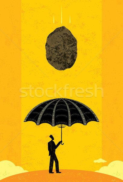 Katasztrófa védelem üzletember tart esernyő biztosítás Stock fotó © retrostar