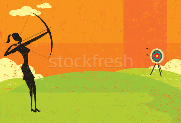 Oog zakenvrouw pijl business retro silhouet Stockfoto © retrostar