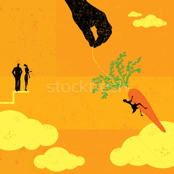 Sárgarépa emberek néz üzletasszony esély különálló Stock fotó © retrostar