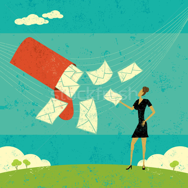 Nieuwe zakenvrouw e-mail vrouw mailbox apart Stockfoto © retrostar