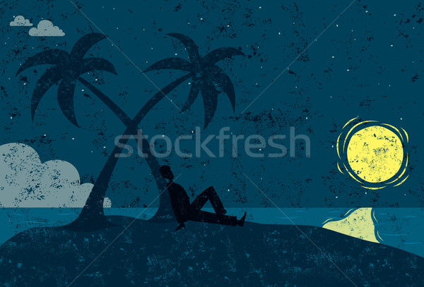 Man on an island Stock photo © retrostar