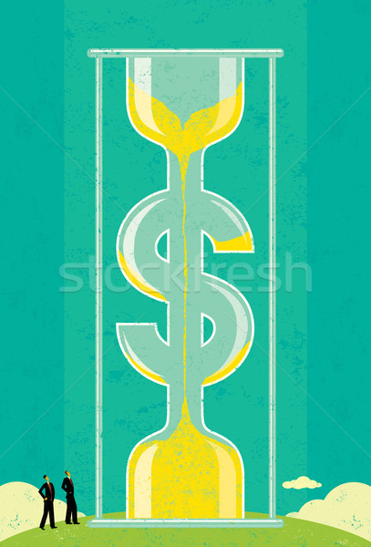 Az idő pénz üzletemberek néz hatalmas dollár alakú Stock fotó © retrostar