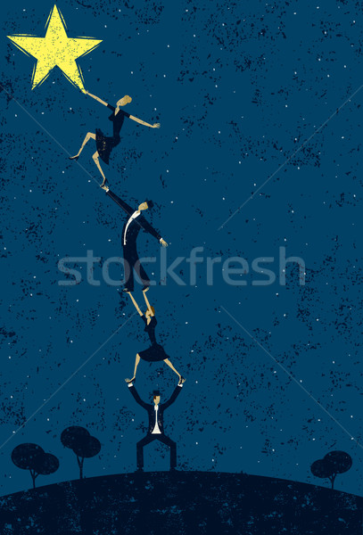 Csillag csoport férfiak nők együtt dolgozni elér Stock fotó © retrostar