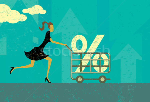Faiz oranı alışveriş kadın iyi yüzde alışveriş sepeti Stok fotoğraf © retrostar