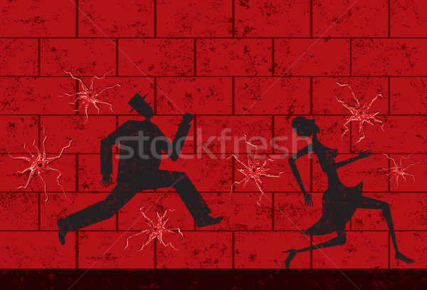 Kogels man vrouw lopen zakenman retro Stockfoto © retrostar