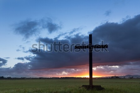 Flat Land Dawn Cross Stock photo © rghenry