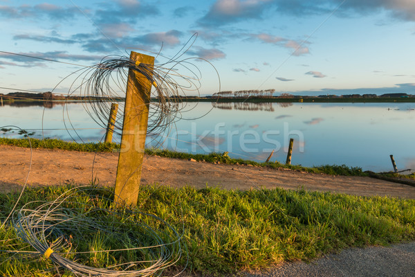 Fény Wellington város elektromos kerítés drót Stock fotó © rghenry