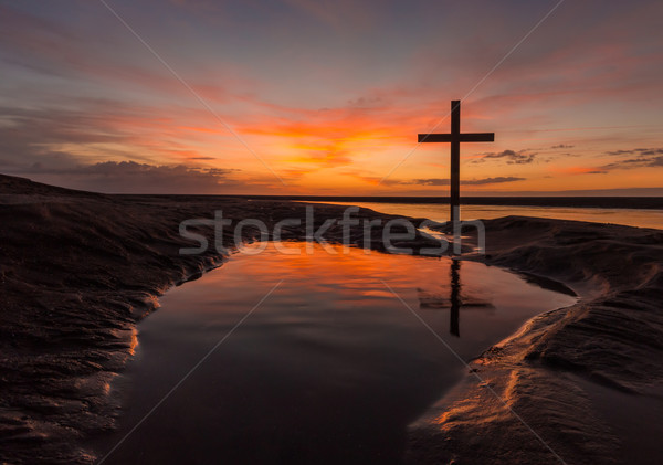 [[stock_photo]]: Piscine · salut · noir · croix · eau · soleil