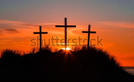 Hoffnung Hügel drei Kreuz Morgen Sonne Stock foto © rghenry