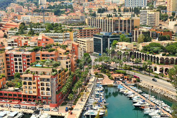 Modernen Gebäude Monaco wenig marina Boote Stock foto © rglinsky77