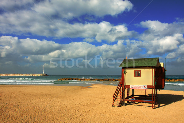 Mediterranean Sea beach under the cloudy sky. Stock photo © rglinsky77