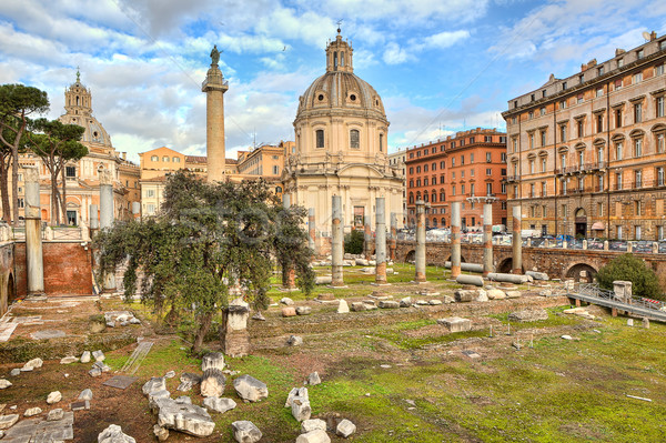 Trojan's column and Santa Maria di Loreto church. Stock photo © rglinsky77