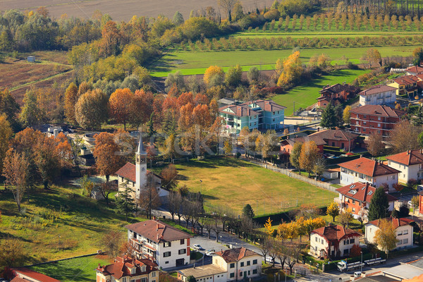 [[stock_photo]]: Petite · ville · au-dessus · vue · Italie · coloré