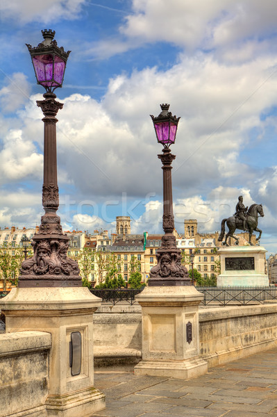 Lampposts on Pont Neuf. Paris, France. Stock photo © rglinsky77