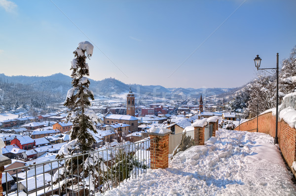 Town under the snow. Corneliano D'Alba, Italy. Stock photo © rglinsky77