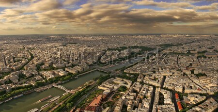 Panoramic aerial view on Paris and Seine river. Stock photo © rglinsky77
