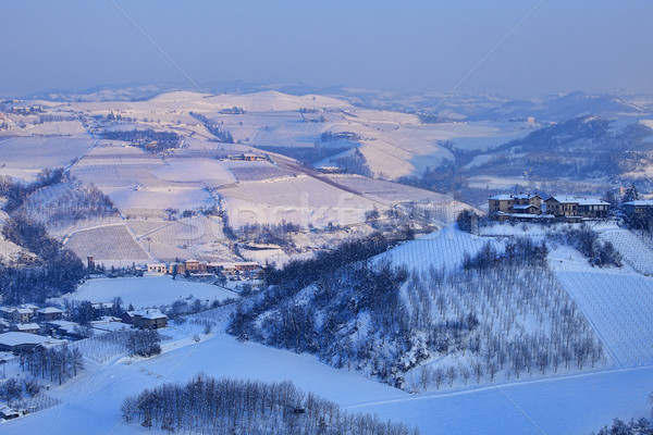 Snowy hills of Piedmont, Italy. Stock photo © rglinsky77
