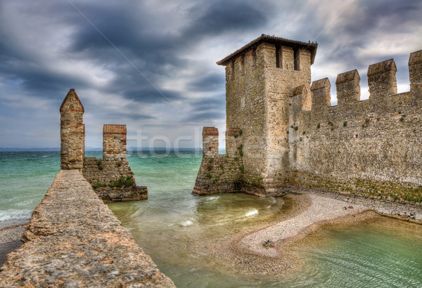 Foto stock: Castillo · Italia · medieval · ciudad · lago · de · garda