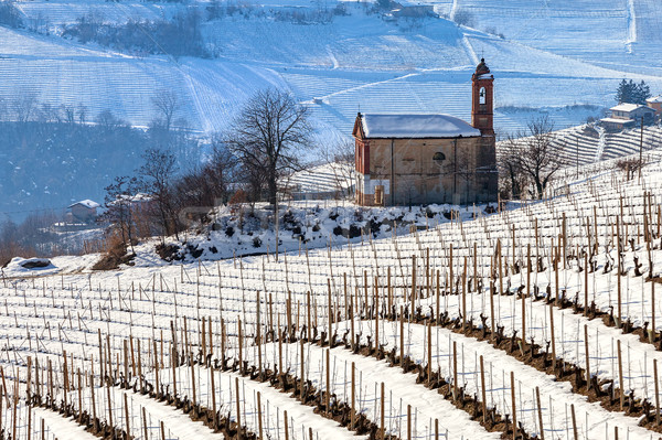 Parish church on snowy hill. Stock photo © rglinsky77