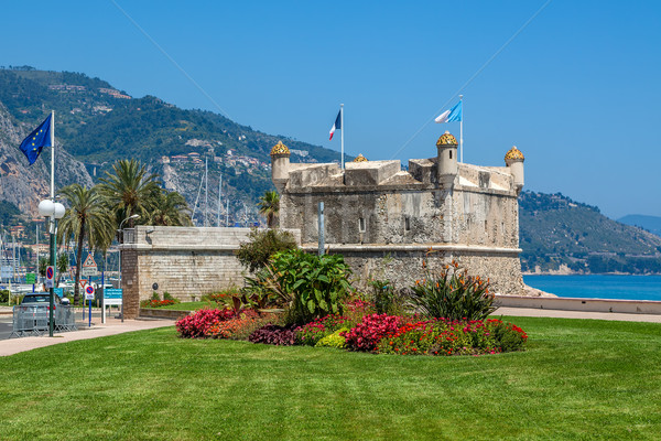 Foto d'archivio: Medievale · fortezza · Francia · erba · verde · fiori · passeggiata