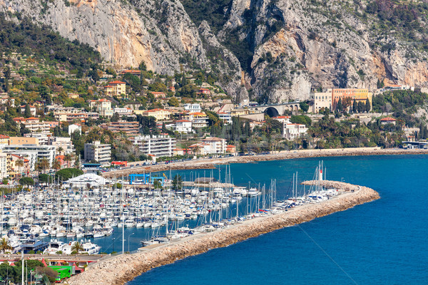 Marina with yachts along shoreline of Menton. Stock photo © rglinsky77