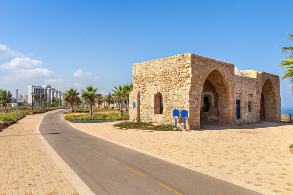 Promenade and ancient tomb in Ashqelon, Israel. Stock photo © rglinsky77