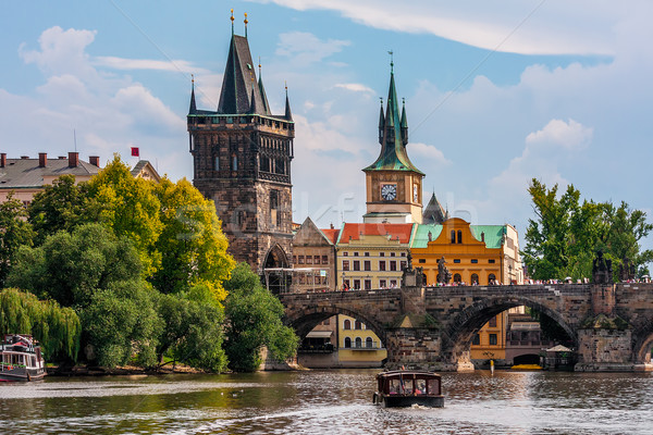 Foto stock: Medieval · torre · puente · Praga · famoso · río