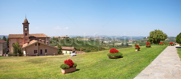 Panorámica vista iglesia colinas Italia verde Foto stock © rglinsky77