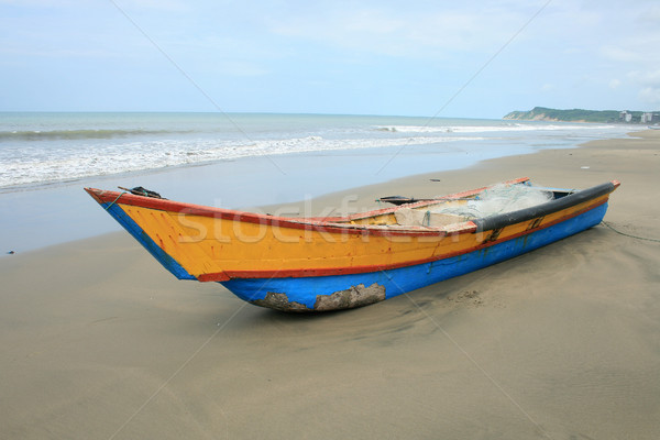 Bow of a Blue and Yellow Fishing Boat Stock photo © rhamm