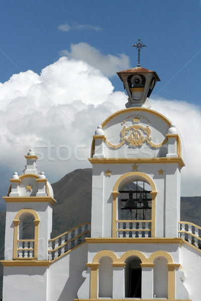 Quiroga Church With Storm Clouds on Mount Cotacachi Stock photo © rhamm