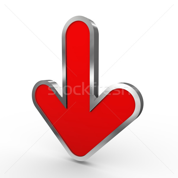 Stock photo: 3d red down arrow