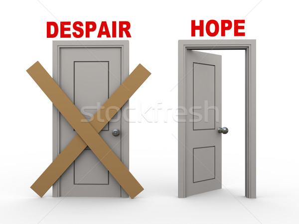 Сток-фото: 3D · отчаяние · надежды · дверей · 3d · иллюстрации · закрыто