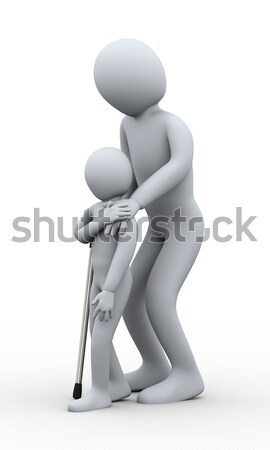 3D grand-père petit-fils 3d illustration aider [[stock_photo]] © ribah